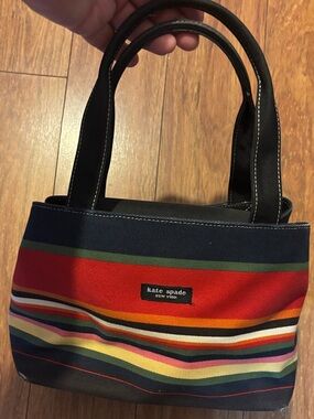 kate spade Multicolor Striped Canvas Tote - with flaw